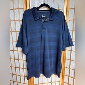 Nike Dri-Fit Polo Shirt Mens 3XL Tall (3XLT) Navy Striped Athletic Golf Casual